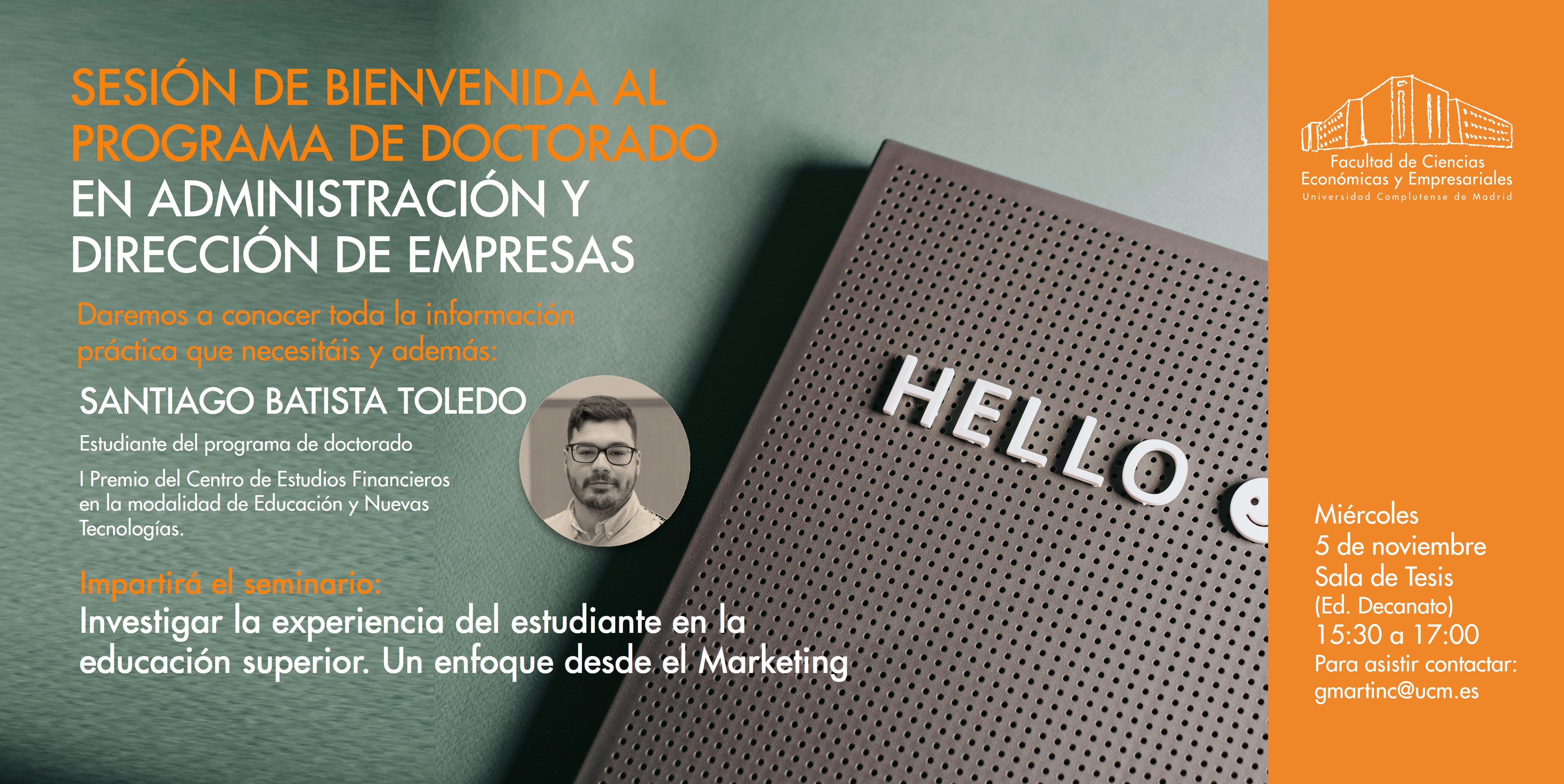 Sesión de bienvenda al programa de Doctorado en ADE